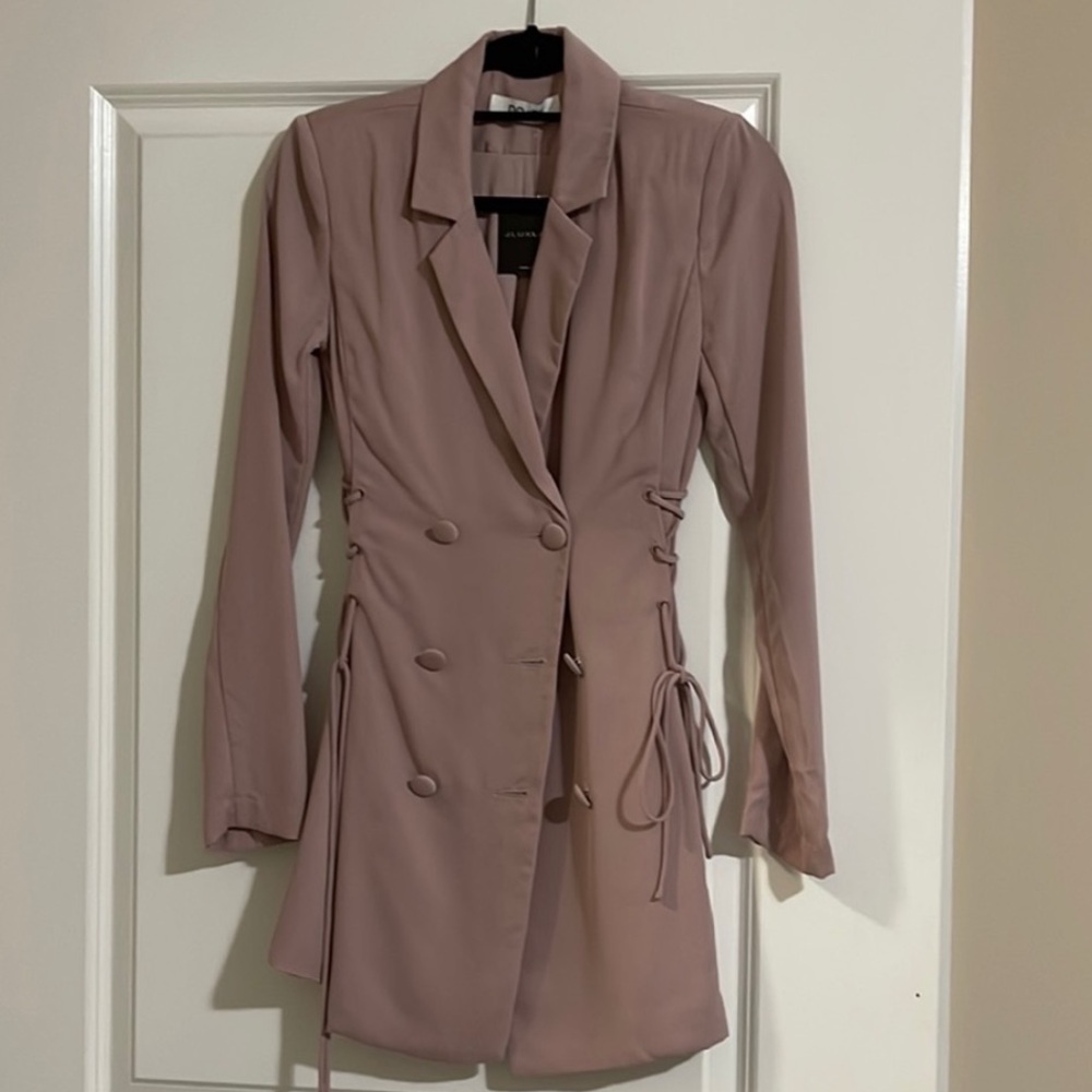 Jluxlabel DO+BE Pink Wrap Blazer with Belt Detail